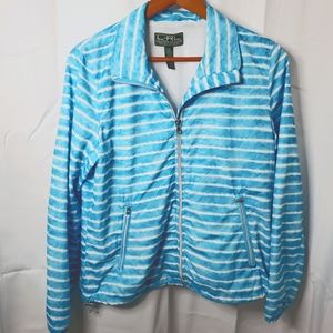 Lauren Ralph Lauren Active Sky Blue/White Striped Womens Windbreaker Jacket Sz M